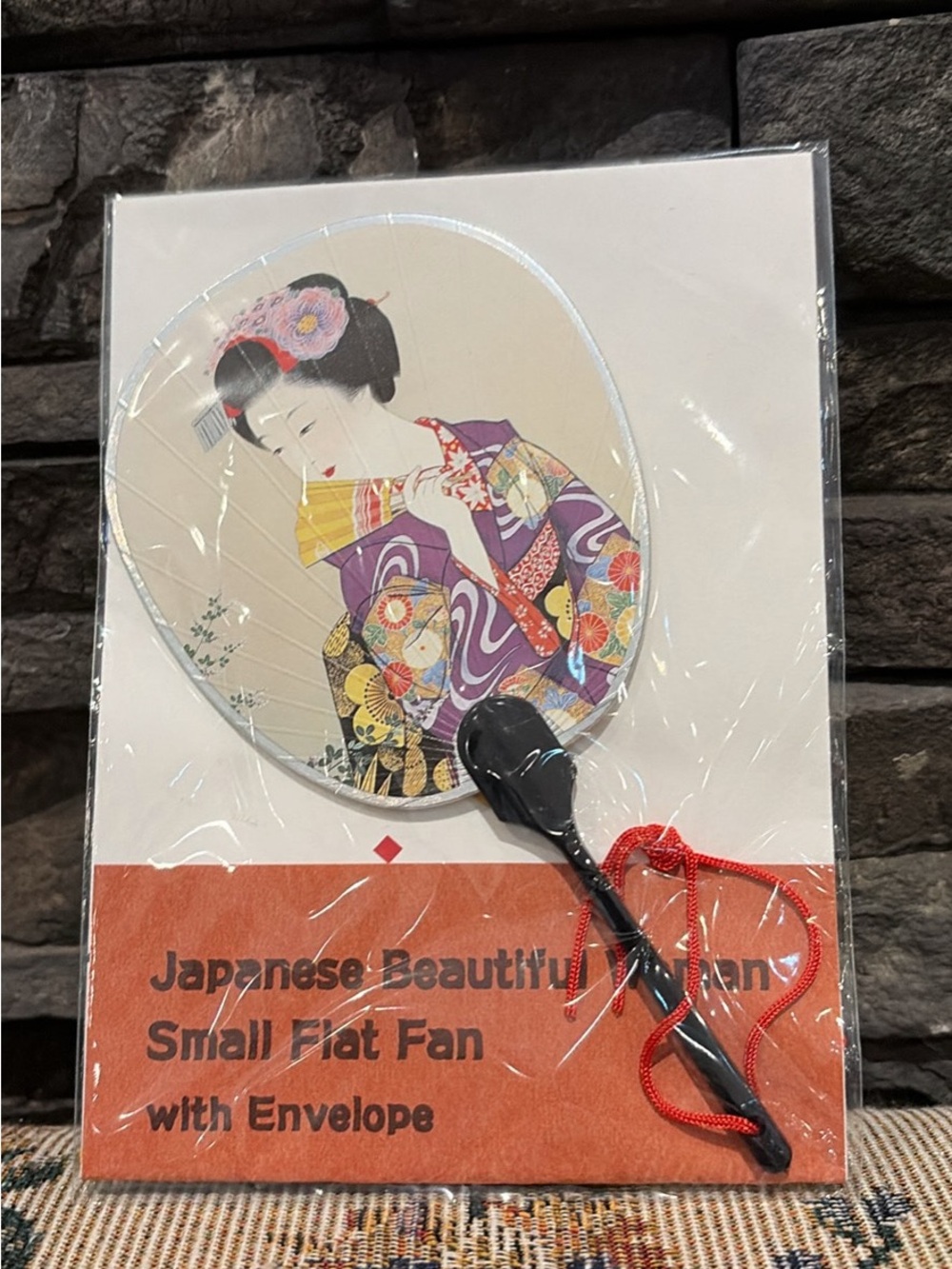 Japanese Beautiful Woman Small Flat Fan with Envelope